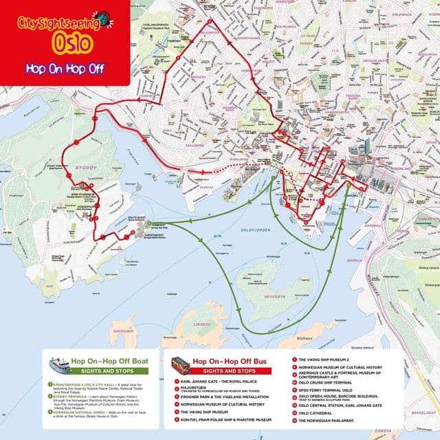 Oslo Hop On Hop Off bus tours map