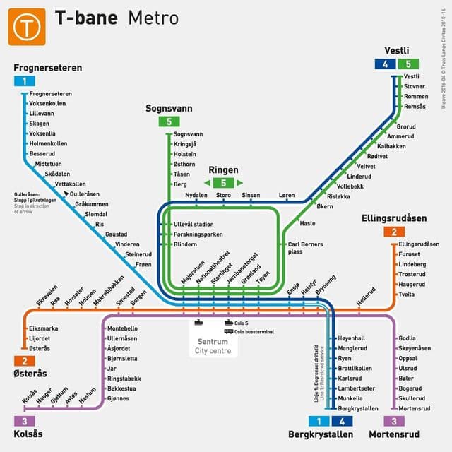 Oslo metro stations map