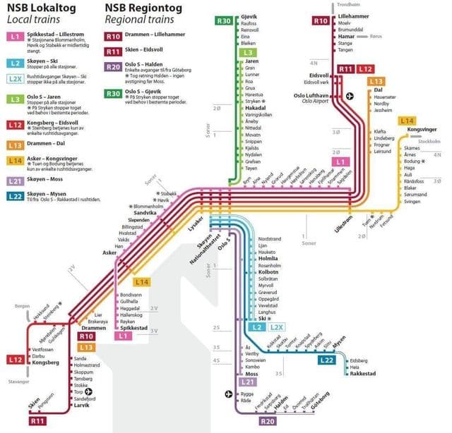 Oslo railway stations map